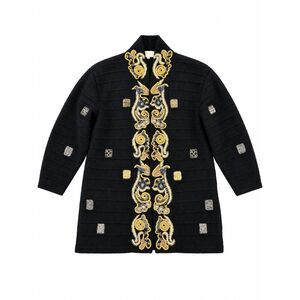 Vintage Belldini Gold Embroidered Statement Sweater Coat Maximalist Size M